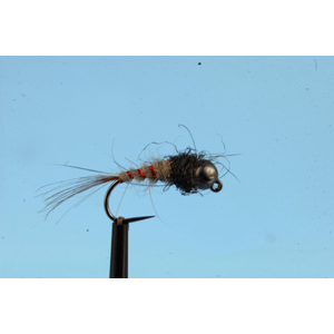 Mouche Lm2g nymphe tungsten - N48J -Hare's Ear Red Rib h10